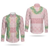 Hawai'i Paniolo Maile Twisted Lei Couples Matching Puletasi and Long Sleeve Button Shirt Dusty Rose LT7 - Polynesian Pride