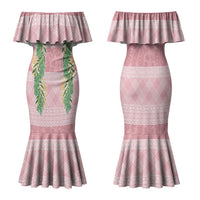 Hawai'i Paniolo Maile Twisted Lei Family Matching Mermaid Dress and Hawaiian Shirt Dusty Rose LT7 Mom's Dress Dusty Rose - Polynesian Pride