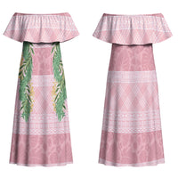 Hawai'i Paniolo Maile Twisted Lei Family Matching Off Shoulder Maxi Dress and Hawaiian Shirt Dusty Rose LT7 Mom's Dress Dusty Rose - Polynesian Pride