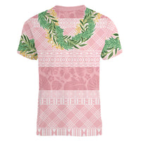 Hawai'i Paniolo Maile Twisted Lei Women V-Neck T-Shirt Dusty Rose LT7 - Polynesian Pride