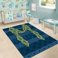 Hawai'i Paniolo Maile Twisted Lei Area Rug Cobalt Blue LT7 - Polynesian Pride