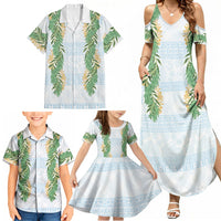 Hawai'i Paniolo Maile Twisted Lei Family Matching Summer Maxi Dress and Hawaiian Shirt Winter White LT7 - Polynesian Pride