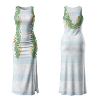 Hawai'i Paniolo Maile Twisted Lei Family Matching Tank Maxi Dress and Hawaiian Shirt Winter White LT7 Mom's Dress White - Polynesian Pride
