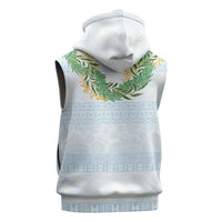 Hawai'i Paniolo Maile Twisted Lei Sleeveless Zip Hoodie Winter White LT7 - Polynesian Pride