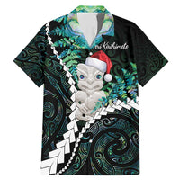 New Zealand Personalised Family Matching Mermaid Dress and Hawaiian Shirt Meri Kirihimete Kowhaiwhai Mix Paua Shell - Emerald LT7 Dad's Shirt - Short Sleeve Green - Polynesian Pride