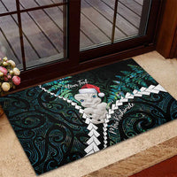 New Zealand Personalised Rubber Doormat Meri Kirihimete Kowhaiwhai Mix Paua Shell - Emerald