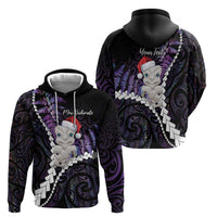 New Zealand Personalised Hoodie Meri Kirihimete Kowhaiwhai Mix Paua Shell - Amethys