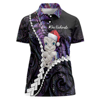 New Zealand Personalised Women Polo Shirt Meri Kirihimete Kowhaiwhai Mix Paua Shell - Amethys LT7 Female Purple - Polynesian Pride