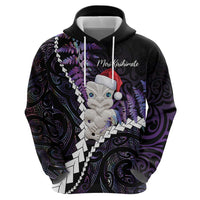 New Zealand Personalised Zip Hoodie Meri Kirihimete Kowhaiwhai Mix Paua Shell - Amethys
