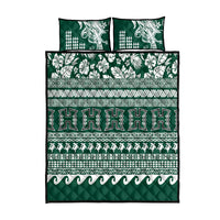 Hawaii Rainbow Warriors Christmas Quilt Bed Set Kakau Motifs LT7 Green - Polynesian Pride