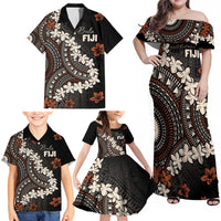 Bula Fiji Women's Day Family Matching Off Shoulder Maxi Dress and Hawaiian Shirt Classic Masi Tapa LT7 - Polynesian Pride