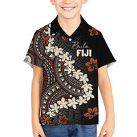 Bula Fiji Women's Day Family Matching Short Sleeve Bodycon Dress and Hawaiian Shirt Classic Masi Tapa LT7 Son's Shirt Brown - Polynesian Pride