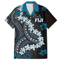 Bula Fiji Women's Day Family Matching Off Shoulder Maxi Dress and Hawaiian Shirt Indigo Masi Tapa LT7 Dad's Shirt - Short Sleeve Indigo - Polynesian Pride