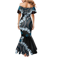 Bula Fiji Women's Day Mermaid Dress Indigo Masi Tapa