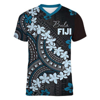 Bula Fiji Women's Day Women V-Neck T-Shirt Indigo Masi Tapa