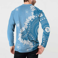 Bula Fiji Women's Day Button Sweatshirt Turquoise Masi Tapa