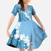 Bula Fiji Women's Day Family Matching Tank Maxi Dress and Hawaiian Shirt Turquoise Masi Tapa LT7 Daughter's Dress Turquoise - Polynesian Pride