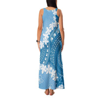 Bula Fiji Women's Day Family Matching Tank Maxi Dress and Hawaiian Shirt Turquoise Masi Tapa LT7 - Polynesian Pride