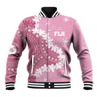 Bula Fiji Women's Day Baseball Jacket Pink Masi Tapa
