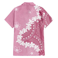 Bula Fiji Women's Day Family Matching Short Sleeve Bodycon Dress and Hawaiian Shirt Pink Masi Tapa LT7 - Polynesian Pride
