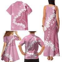 Bula Fiji Women's Day Family Matching Tank Maxi Dress and Hawaiian Shirt Pink Masi Tapa LT7 - Polynesian Pride