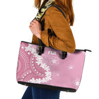 Bula Fiji Women's Day Leather Tote Bag Pink Masi Tapa