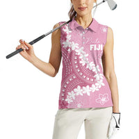 Bula Fiji Women's Day Women Sleeveless Polo Shirt Pink Masi Tapa