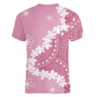 Bula Fiji Women's Day Women V-Neck T-Shirt Pink Masi Tapa