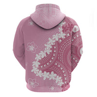 Bula Fiji Women's Day Zip Hoodie Pink Masi Tapa LT7 - Polynesian Pride