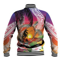 Polynesian Dreamy Turtle Baseball Jacket Sunset Scenery