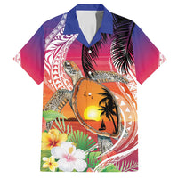 Polynesian Dreamy Turtle Family Matching Summer Maxi Dress and Hawaiian Shirt Sunset Scenery