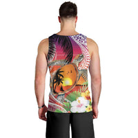 Polynesian Dreamy Turtle Men Tank Top Sunset Scenery