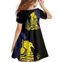 New Caledonia Kanaky Family Matching Off Shoulder Maxi Dress and Hawaiian Shirt Stylized Fleche Faitiere With Kagu Bird LT7 - Polynesian Pride