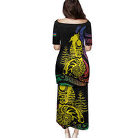 New Caledonia Kanaky Family Matching Puletasi and Hawaiian Shirt Stylized Fleche Faitiere With Kagu Bird LT7 - Polynesian Pride