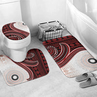 Bula Fiji Vintage Tapa Bathroom Set Kaivity Masi Wave Motifs - Red