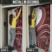 Bula Fiji Vintage Tapa Door Cover Kaivity Masi Wave Motifs - Red