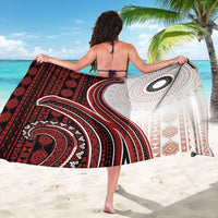 Bula Fiji Vintage Tapa Sarong Kaivity Masi Wave Motifs - Red