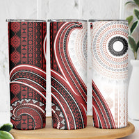 Bula Fiji Vintage Tapa Skinny Tumbler Kaivity Masi Wave Motifs - Red