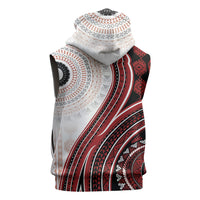 Bula Fiji Vintage Tapa Sleeveless Hoodie Kaivity Masi Wave Motifs - Red