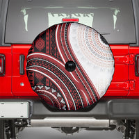 Bula Fiji Vintage Tapa Spare Tire Cover Kaivity Masi Wave Motifs - Red