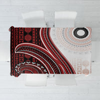 Bula Fiji Vintage Tapa Tablecloth Kaivity Masi Wave Motifs - Red