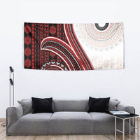 Bula Fiji Vintage Tapa Tapestry Kaivity Masi Wave Motifs - Red