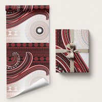 Bula Fiji Vintage Tapa Wrapping Paper Kaivity Masi Wave Motifs - Red