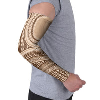 Bula Fiji Vintage Tapa Arm Sleeves Kaivity Masi Wave Motifs - Mocha