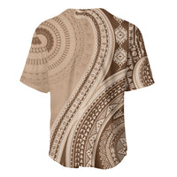 Bula Fiji Vintage Tapa Baseball Jersey Kaivity Masi Wave Motifs - Mocha