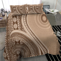 Bula Fiji Vintage Tapa Bedding Set Kaivity Masi Wave Motifs - Mocha