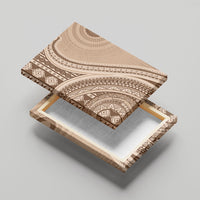 Bula Fiji Vintage Tapa Canvas Wall Art Kaivity Masi Wave Motifs - Mocha