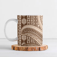 Bula Fiji Vintage Tapa Ceramic Mug Kaivity Masi Wave Motifs - Mocha