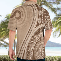Bula Fiji Vintage Tapa Hawaiian Shirt Kaivity Masi Wave Motifs - Mocha