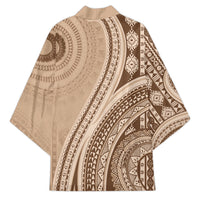 Bula Fiji Vintage Tapa Kimono Kaivity Masi Wave Motifs - Mocha